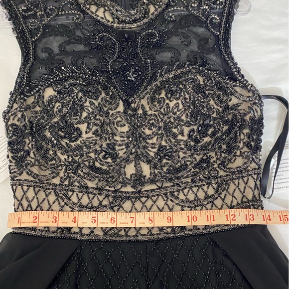 NWT Colors Dress, Beaded Black And Nude Romper Dress Size 10 (2036) - Picture 10 of 13